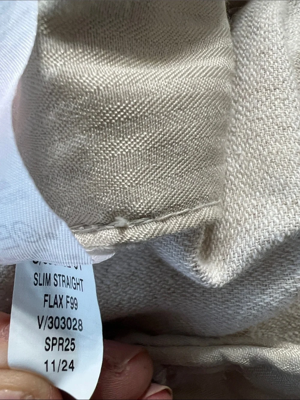 Banana Republic Slim Straight Linen Blend Pants Beige Tan 36x32 Hemmed 29 Inseam